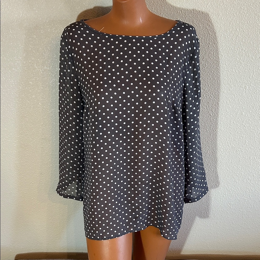 LOFT Black and White Polka Dot Blouse